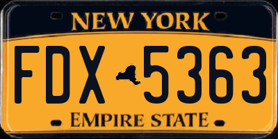 NY license plate FDX5363