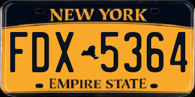 NY license plate FDX5364