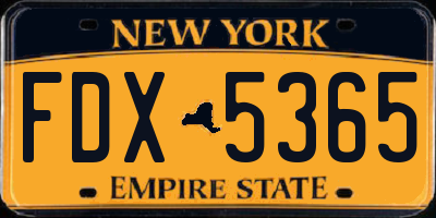 NY license plate FDX5365