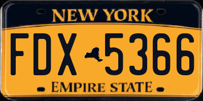 NY license plate FDX5366