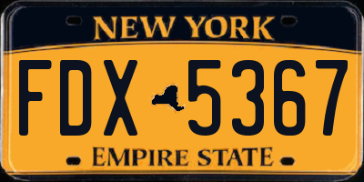 NY license plate FDX5367