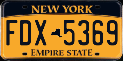 NY license plate FDX5369