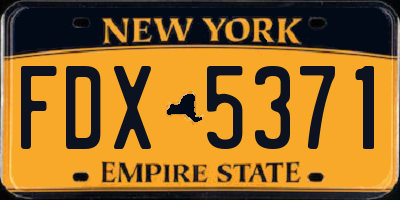 NY license plate FDX5371