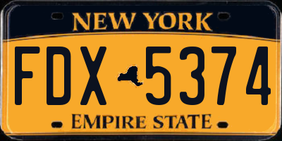 NY license plate FDX5374