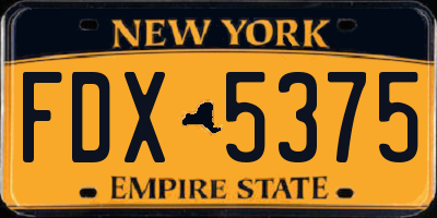 NY license plate FDX5375