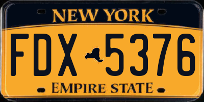 NY license plate FDX5376