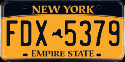 NY license plate FDX5379
