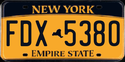 NY license plate FDX5380