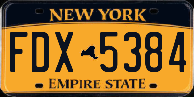 NY license plate FDX5384