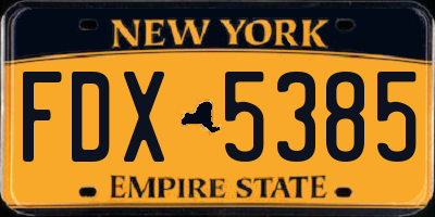 NY license plate FDX5385