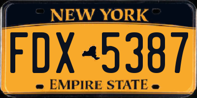 NY license plate FDX5387