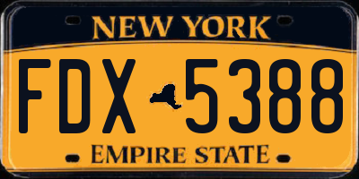 NY license plate FDX5388