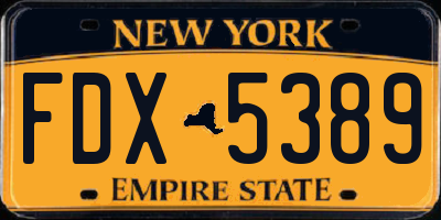 NY license plate FDX5389