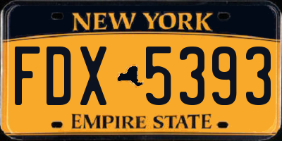 NY license plate FDX5393