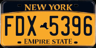 NY license plate FDX5396