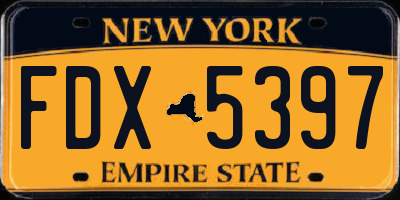 NY license plate FDX5397