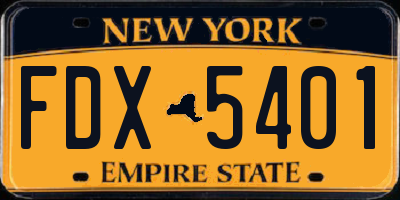 NY license plate FDX5401