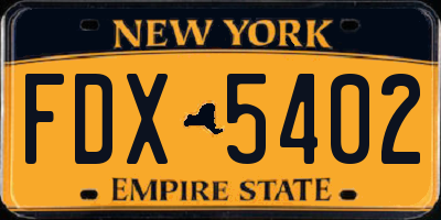 NY license plate FDX5402