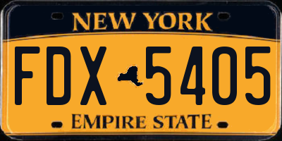 NY license plate FDX5405