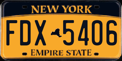 NY license plate FDX5406