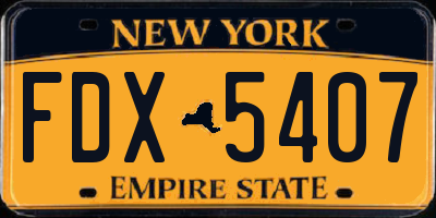 NY license plate FDX5407