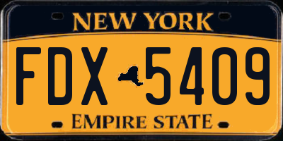 NY license plate FDX5409