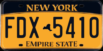 NY license plate FDX5410