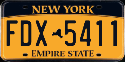 NY license plate FDX5411
