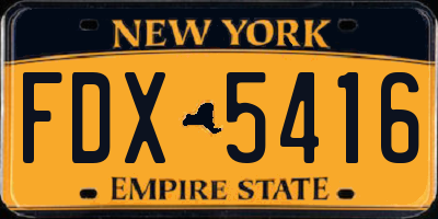 NY license plate FDX5416