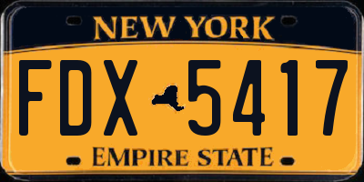 NY license plate FDX5417