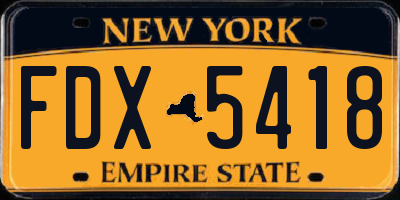 NY license plate FDX5418