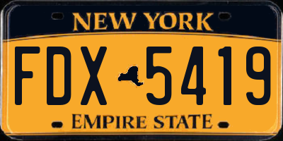NY license plate FDX5419