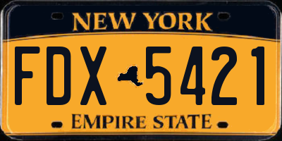 NY license plate FDX5421
