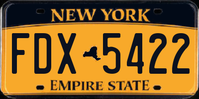 NY license plate FDX5422