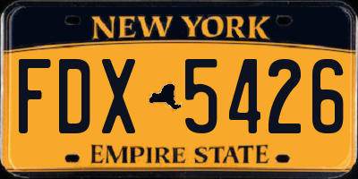 NY license plate FDX5426