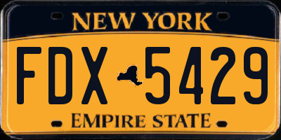 NY license plate FDX5429