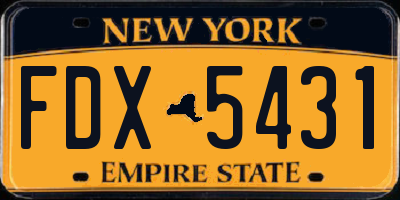 NY license plate FDX5431