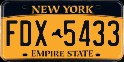 NY license plate FDX5433