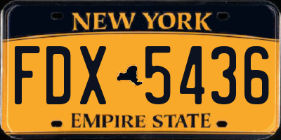 NY license plate FDX5436