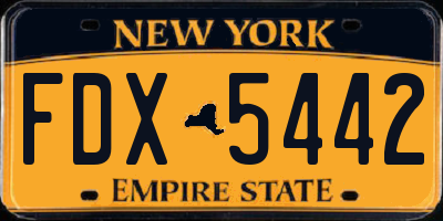 NY license plate FDX5442