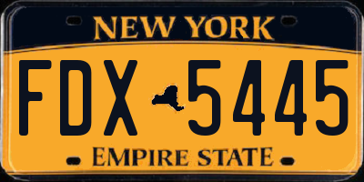NY license plate FDX5445