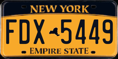 NY license plate FDX5449
