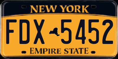 NY license plate FDX5452