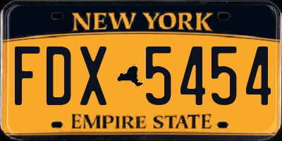 NY license plate FDX5454
