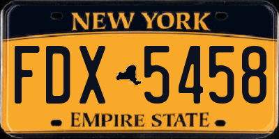 NY license plate FDX5458