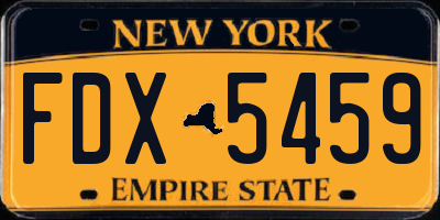NY license plate FDX5459