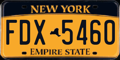 NY license plate FDX5460
