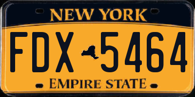 NY license plate FDX5464
