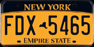 NY license plate FDX5465