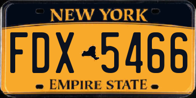 NY license plate FDX5466